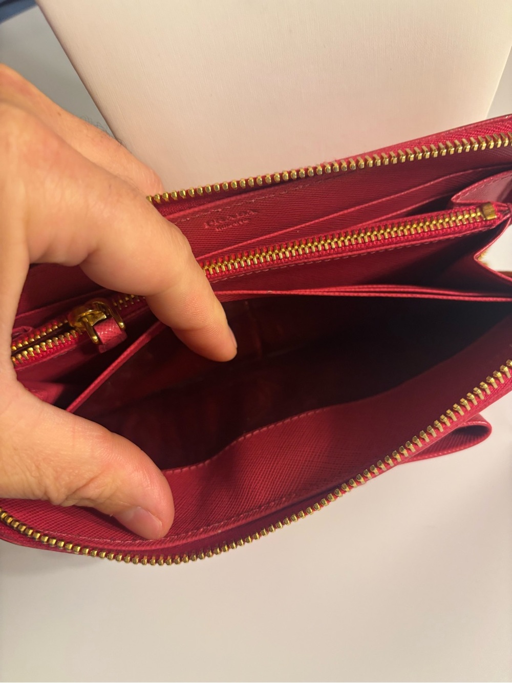 Prada pink Saffiano Zip-Around Wallet Bow Detail minor call out price reflects - Picture 6 of 12